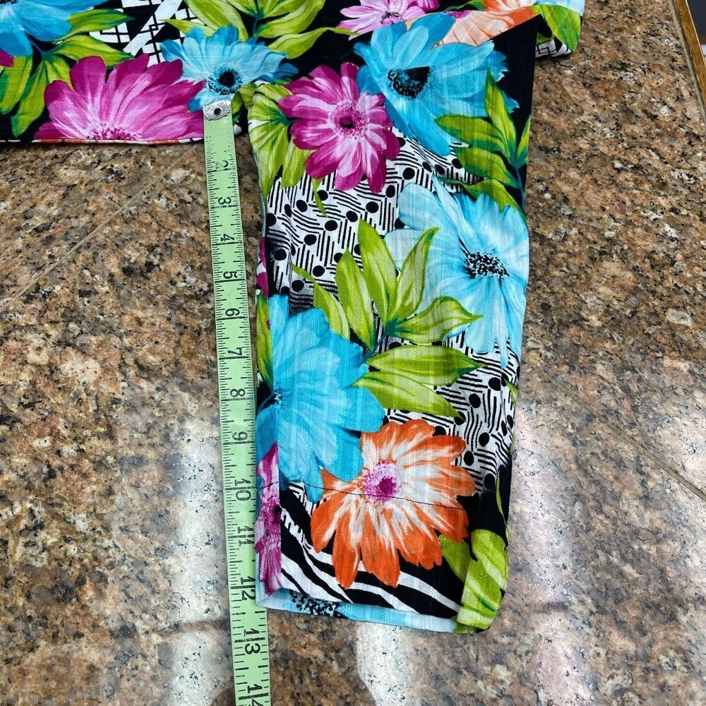 Alfred Dunner Women's Bright Floral Print 3/4 Sleeve Button Down Blouse Size 14P - Picture 13 of 16